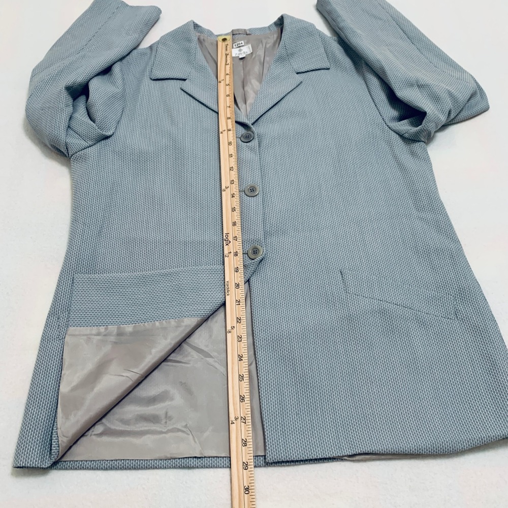 Zanella Blazer Jacket‎ Women's Size 16 Blue Green Geometric Print Made in Italy - Picture 7 of 12